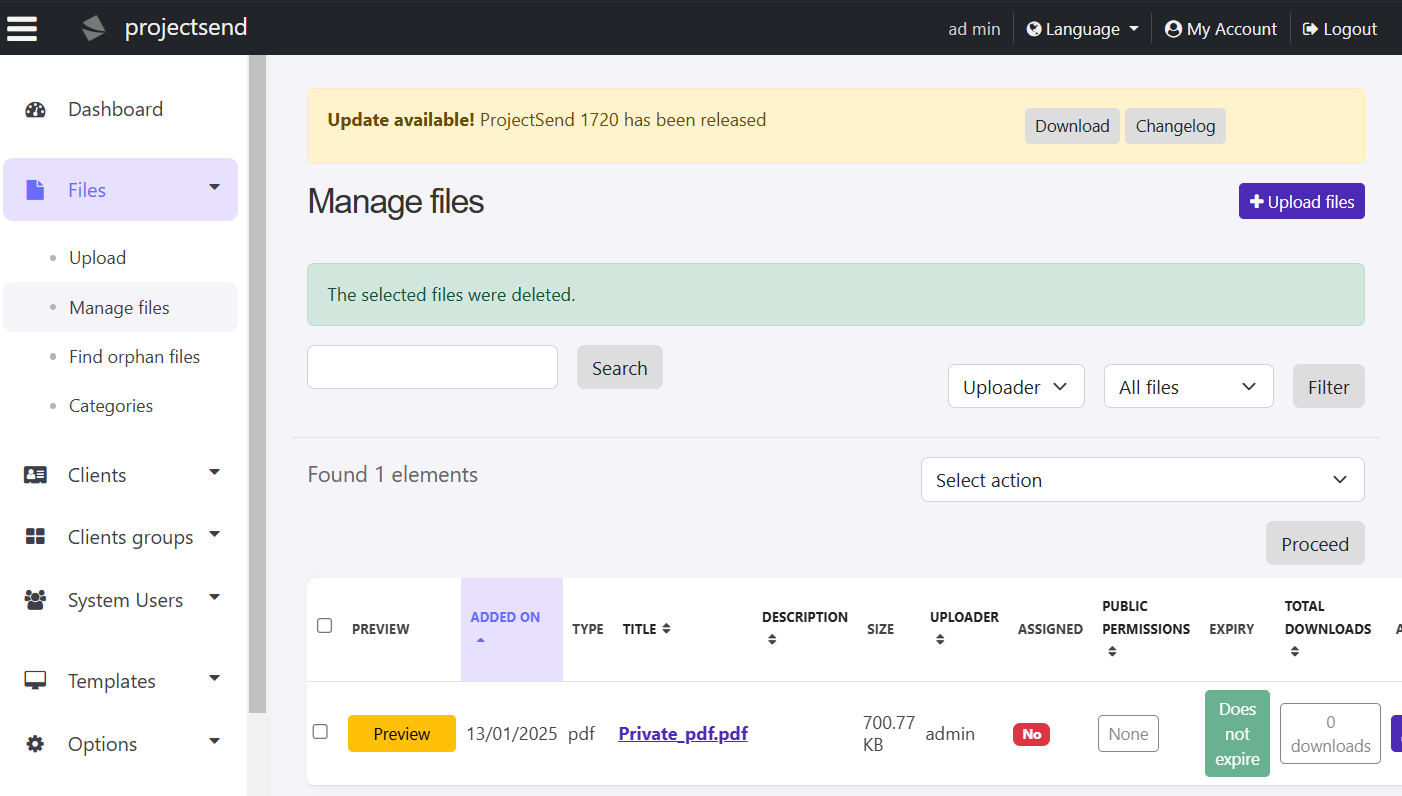 Manage Downloads Dashboard